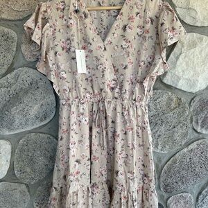 Vanilla Bay Floral Dress in Cream and Pink